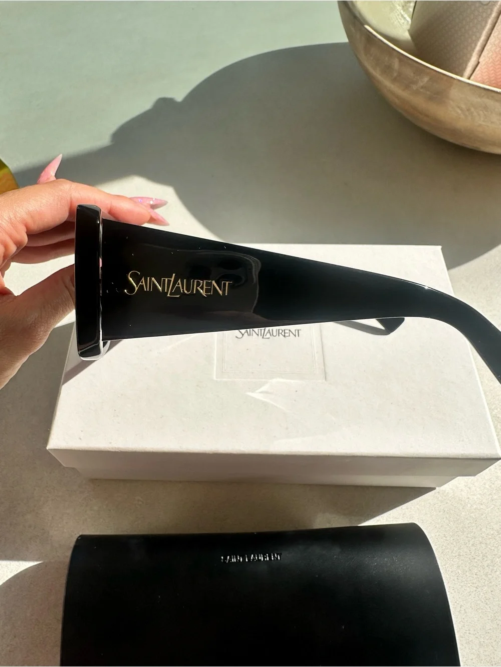 Saint Laurent Black Rectangular 56mm Visor Sunglasses